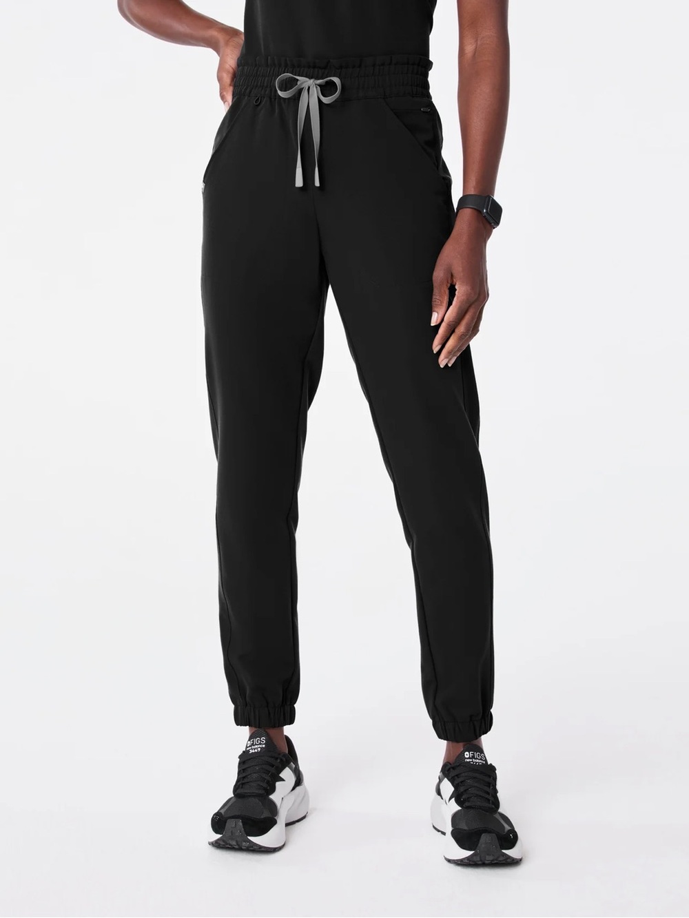 Black Regina High Waisted Slim Jogger - Large Tall Scrub Pant